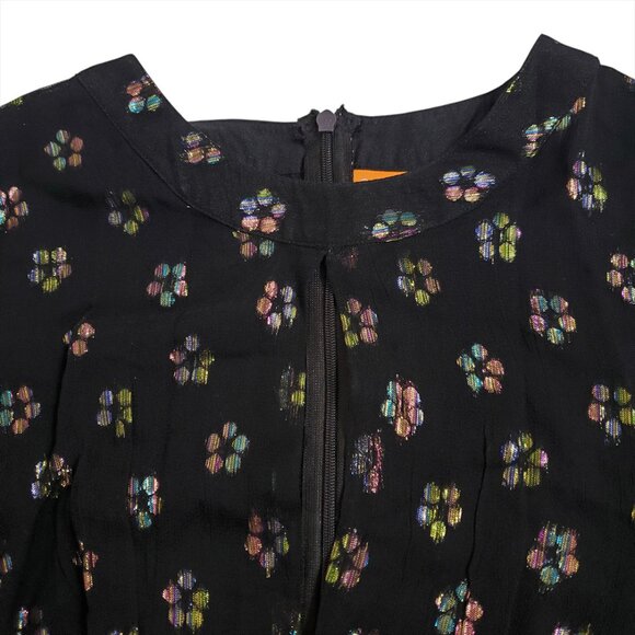 Oliphant Kala Maxi Dress XS Black Metallic Floral Balloon Sleeve Tuckernuck - Picture 4 of 11